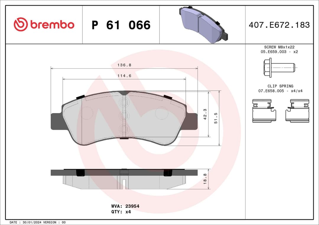 set placute frana,frana disc BREMBO XTRA LINE P 61 066X