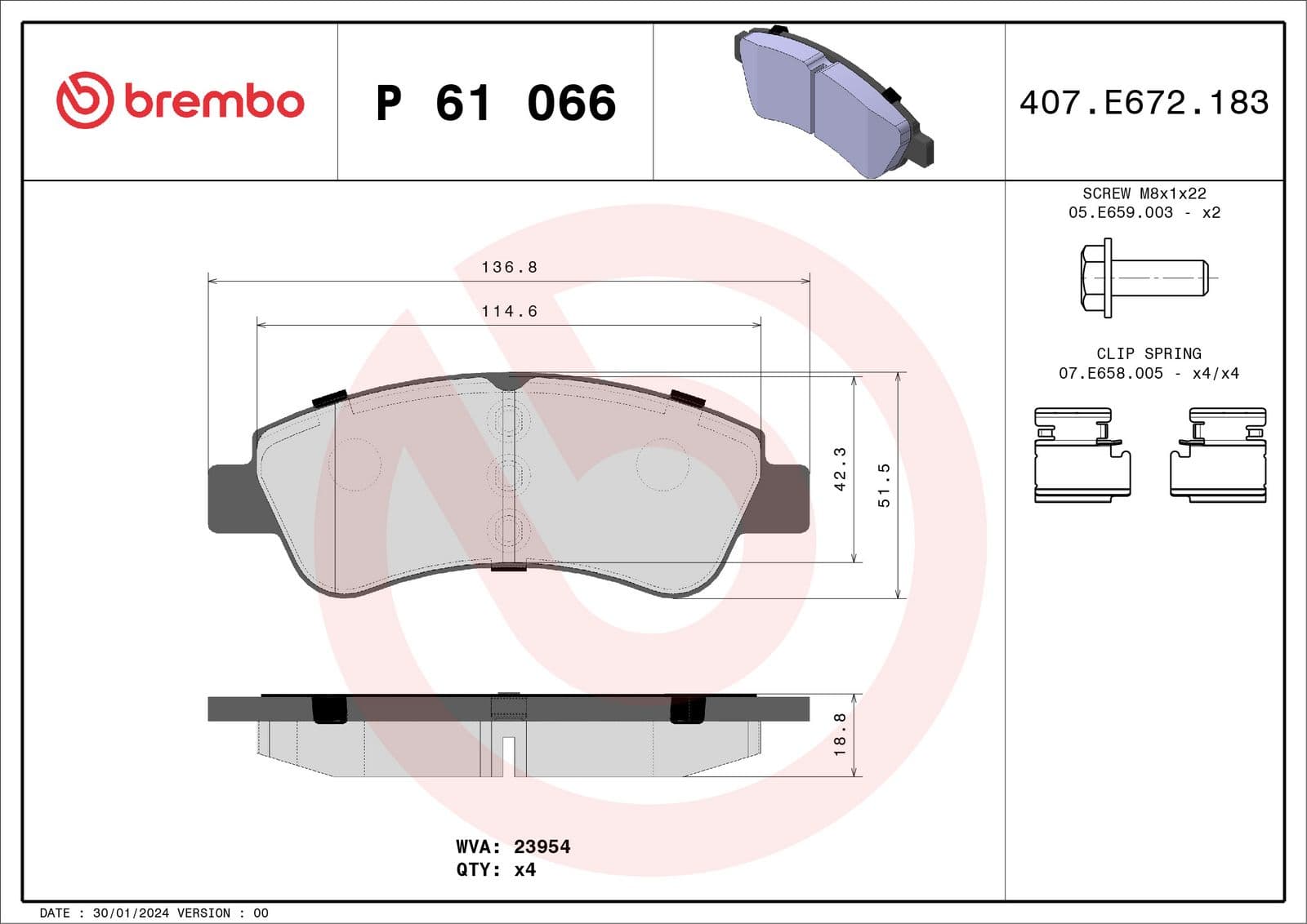 set placute frana,frana disc BREMBO XTRA LINE P 61 066X