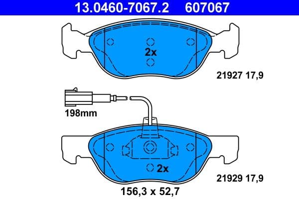 set placute frana,frana disc ATE 13.0460-7067.2