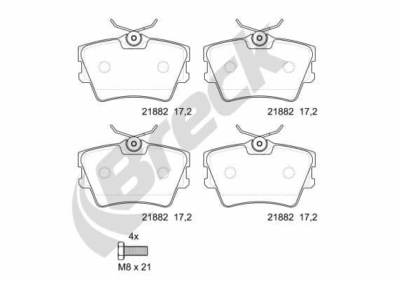 set placute frana,frana disc BRECK 21882 00 704 00