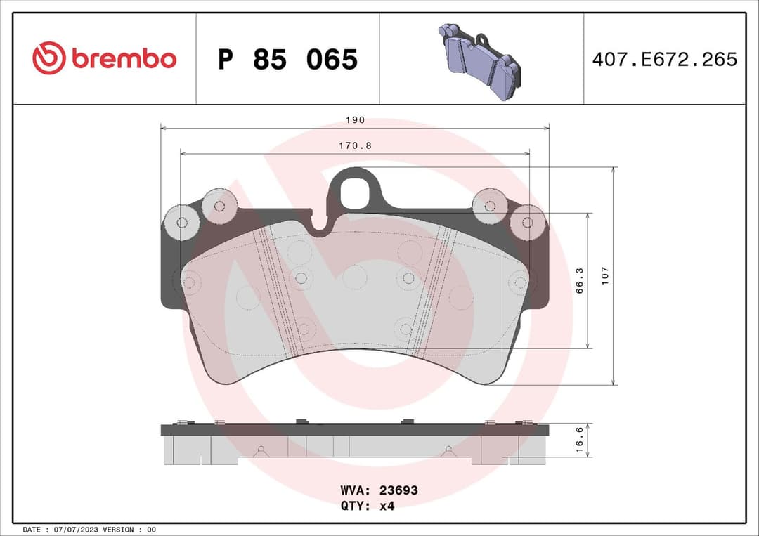 set placute frana,frana disc BREMBO P 85 065