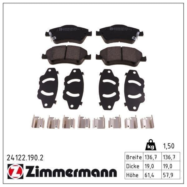 set placute frana,frana disc ZIMMERMANN 24122.190.2