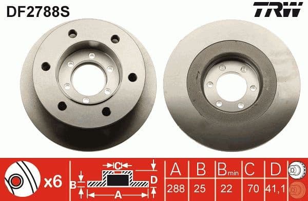 Disc frana TRW SINGLE DF2788S