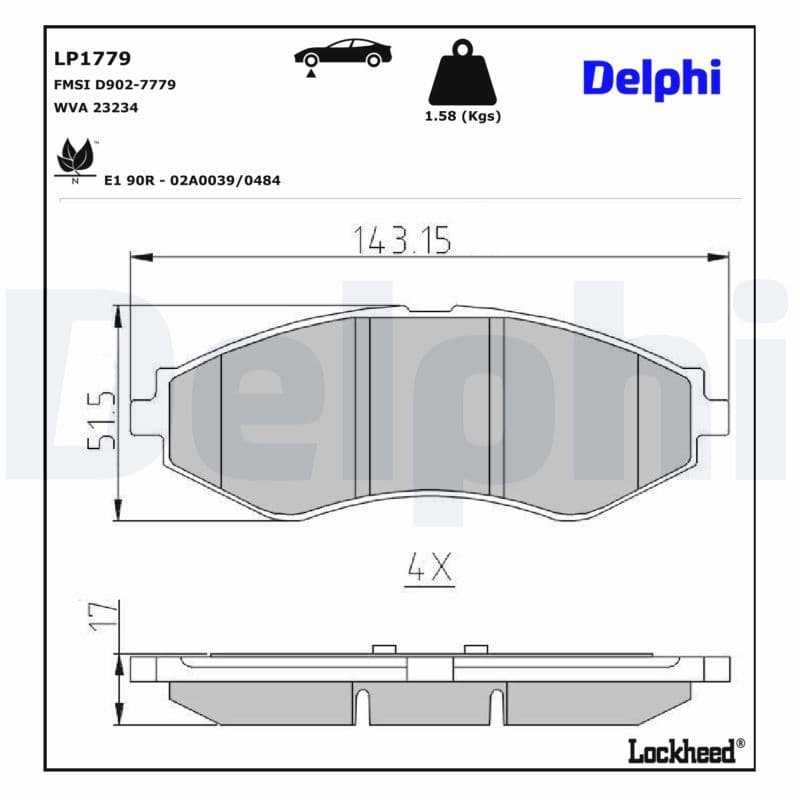 set placute frana,frana disc DELPHI LP1779