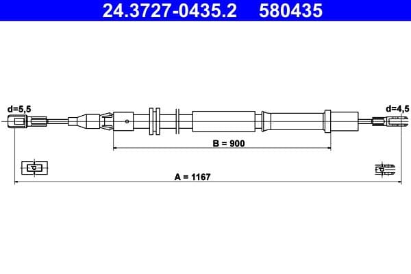 Cablu, frana de parcare ATE 24.3727-0435.2