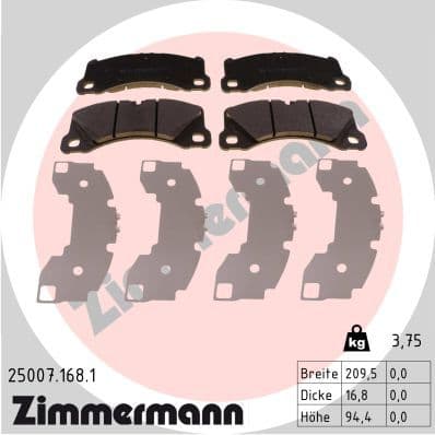 set placute frana,frana disc ZIMMERMANN 25007.168.1