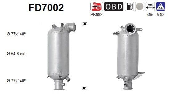 Filtru funingine/particule, sist.de esapament AS FD7002