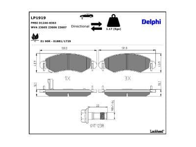 set placute frana,frana disc DELPHI LP1919