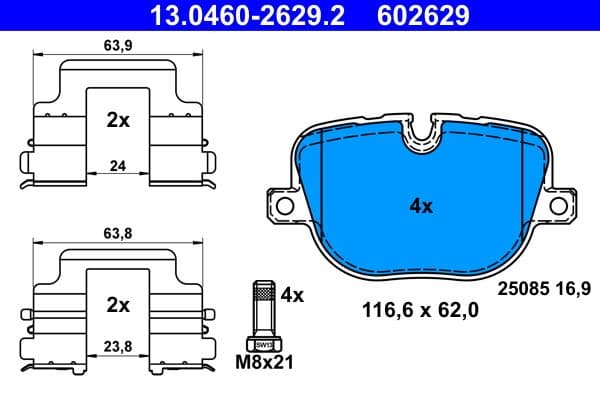set placute frana,frana disc ATE 13.0460-2629.2