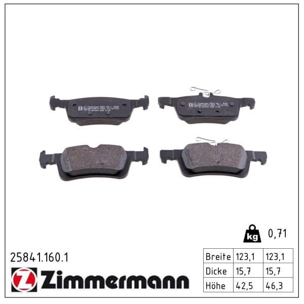 set placute frana,frana disc ZIMMERMANN 25841.160.1