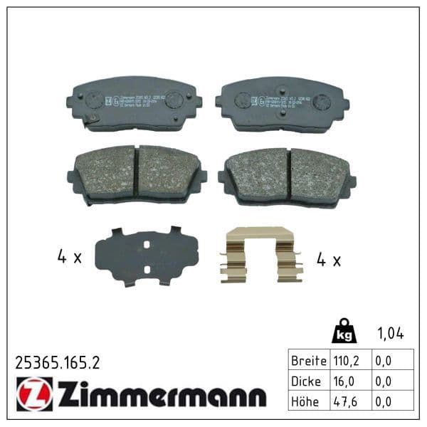 set placute frana,frana disc ZIMMERMANN 25365.165.2