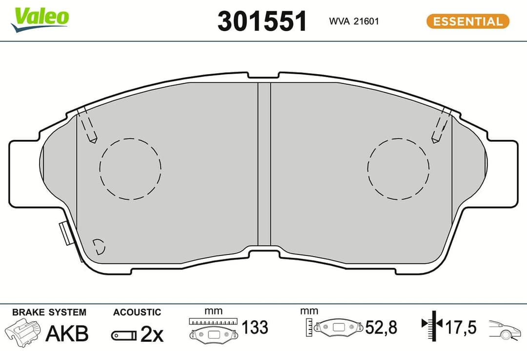 set placute frana,frana disc VALEO ESSENTIAL 301551