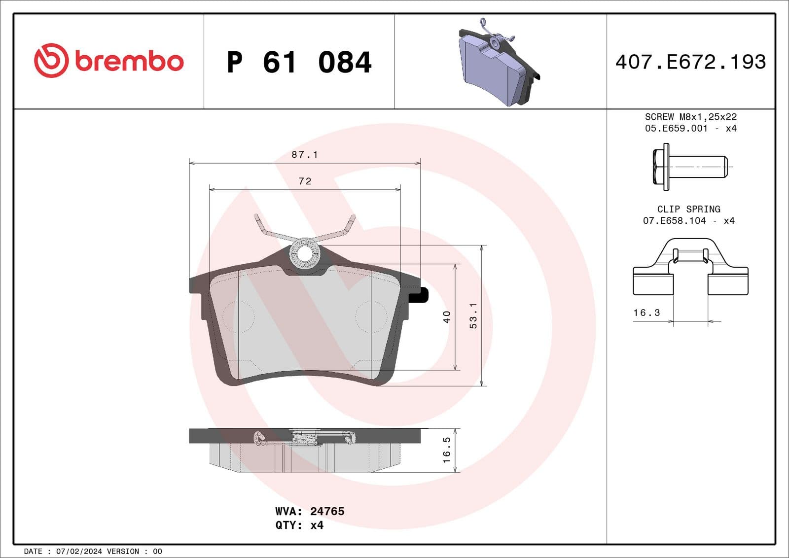 set placute frana,frana disc BREMBO PRIME LINE P 61 084