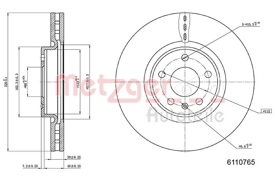 Disc frana METZGER 6110765