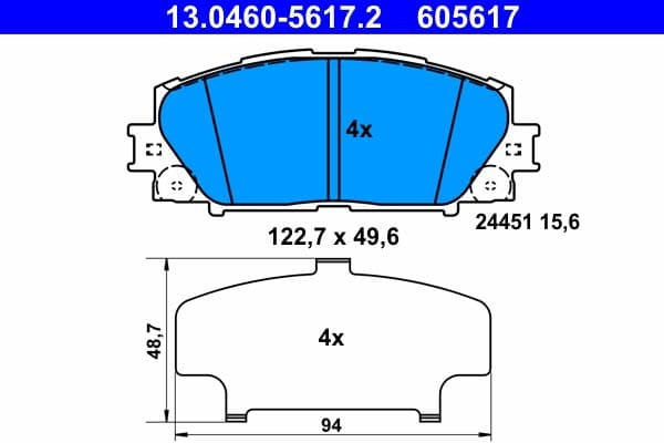 set placute frana,frana disc ATE 13.0460-5617.2