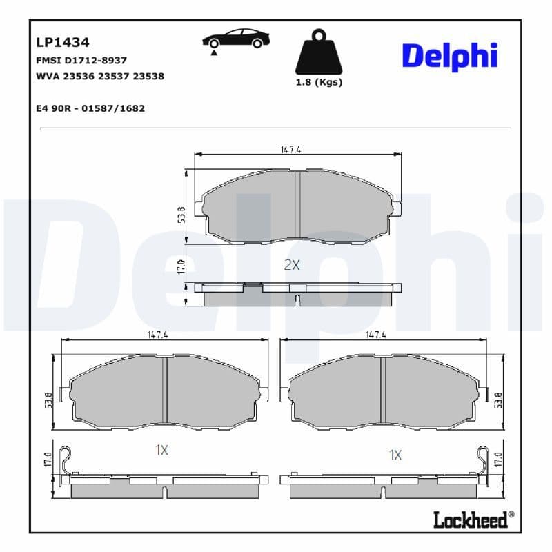 set placute frana,frana disc DELPHI LP1434