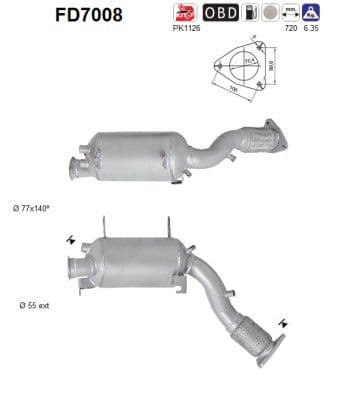 Filtru funingine/particule, sist.de esapament AS FD7008