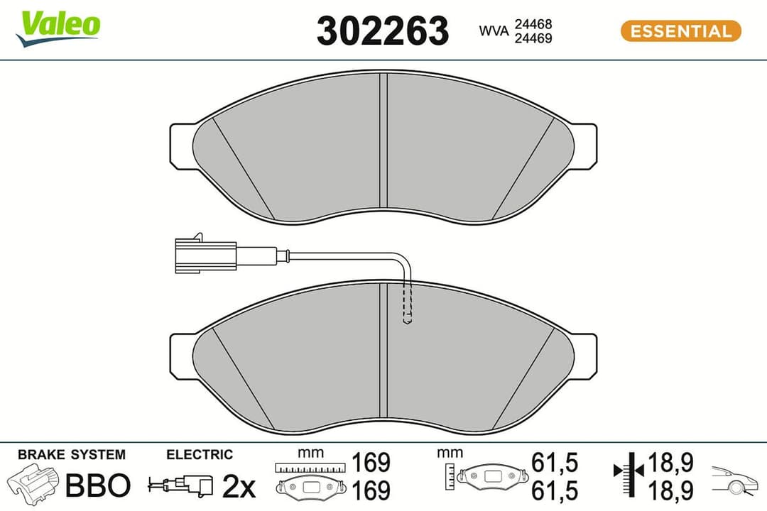 set placute frana,frana disc VALEO ESSENTIAL 302263