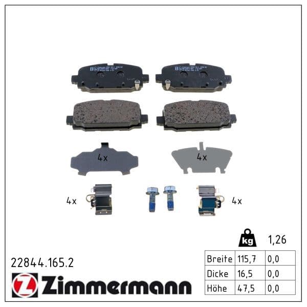 set placute frana,frana disc ZIMMERMANN 22844.165.2