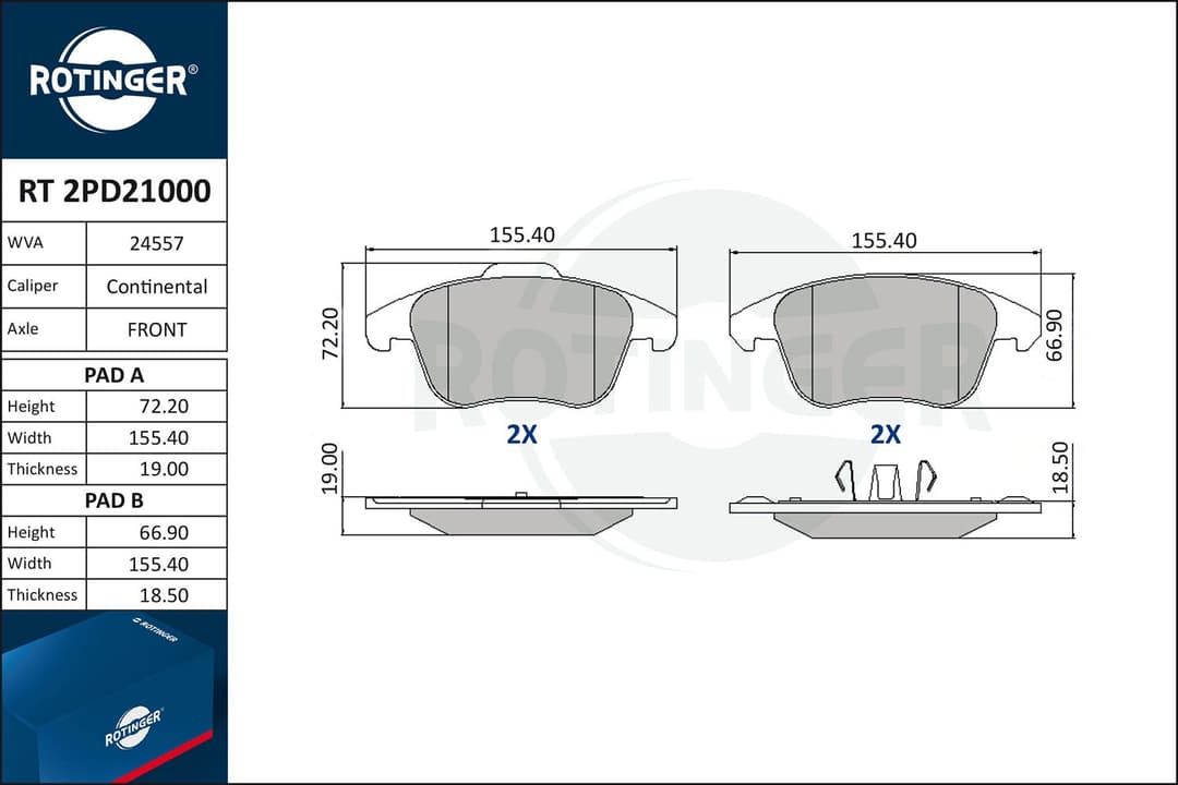set placute frana,frana disc ROTINGER RT 2PD21000