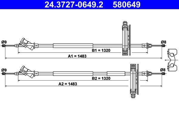 Cablu, frana de parcare ATE 24.3727-0649.2