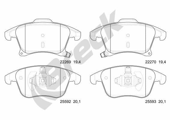 set placute frana,frana disc BRECK 22269 00 701 00