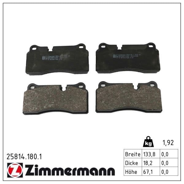 set placute frana,frana disc ZIMMERMANN 25814.180.1