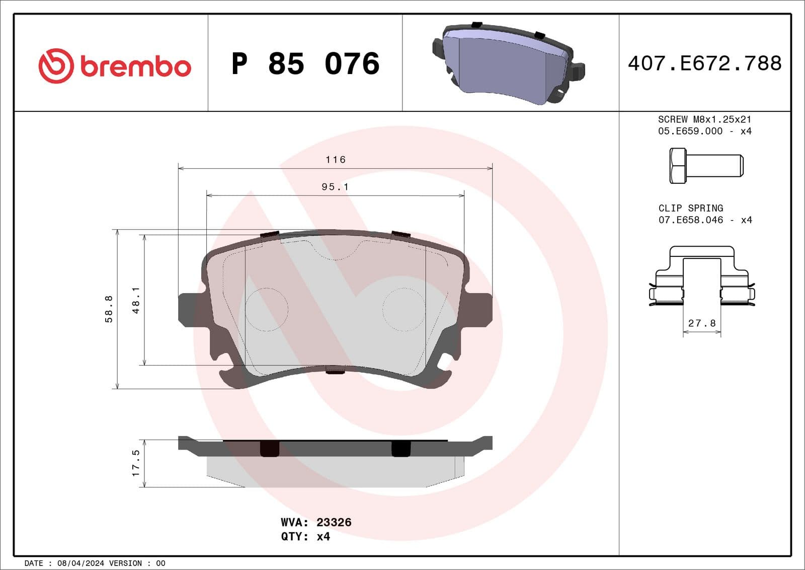 set placute frana,frana disc BREMBO PRIME LINE P 85 076
