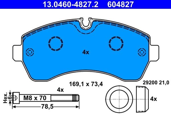 set placute frana,frana disc ATE 13.0460-4827.2