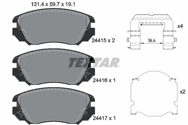 set placute frana,frana disc TEXTAR 2441501