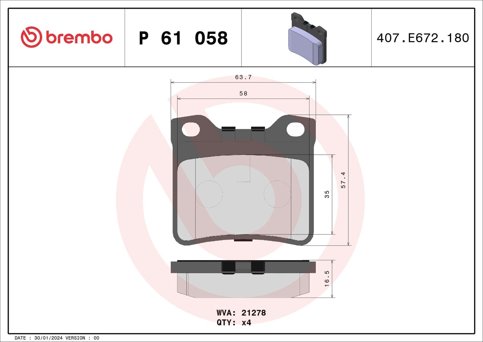 set placute frana,frana disc BREMBO PRIME LINE P 61 058