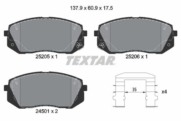 set placute frana,frana disc TEXTAR Q+ 2520501