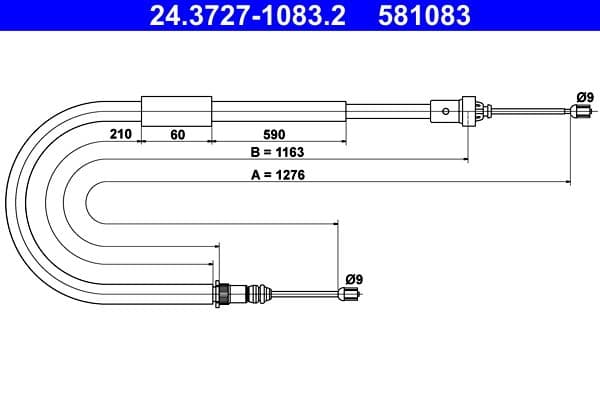 Cablu, frana de parcare ATE 24.3727-1083.2