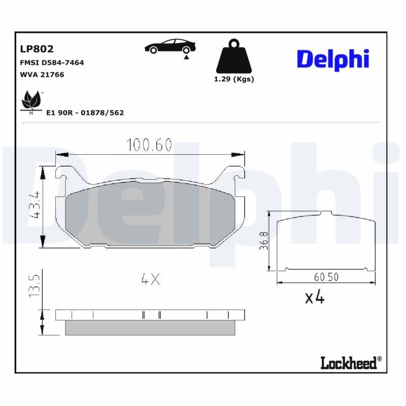 set placute frana,frana disc DELPHI LP802