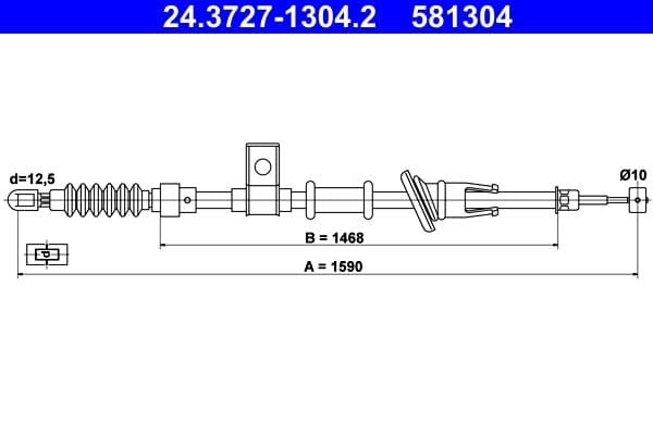 Cablu, frana de parcare ATE 24.3727-1304.2