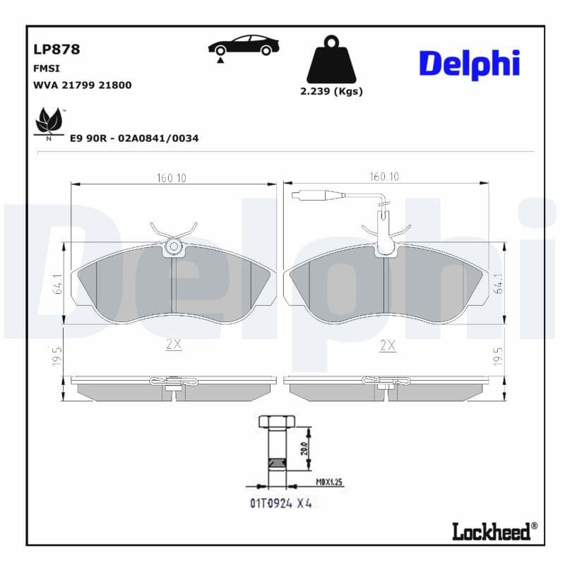 set placute frana,frana disc DELPHI LP878
