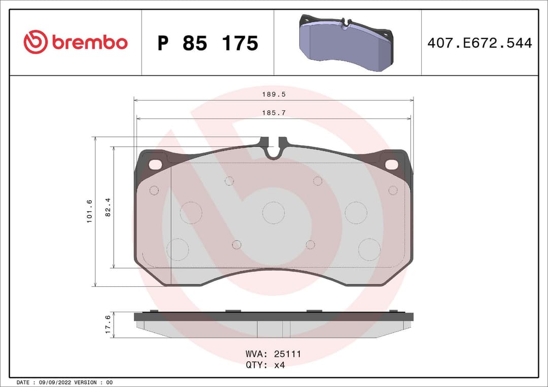set placute frana,frana disc BREMBO PRIME LINE P 85 175