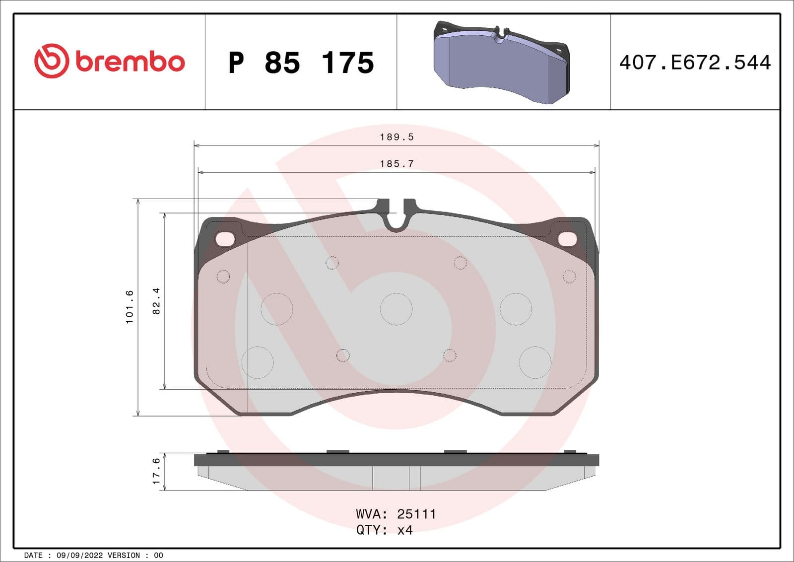 set placute frana,frana disc BREMBO PRIME LINE P 85 175
