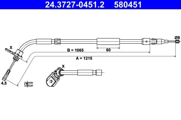 Cablu, frana de parcare ATE 24.3727-0451.2