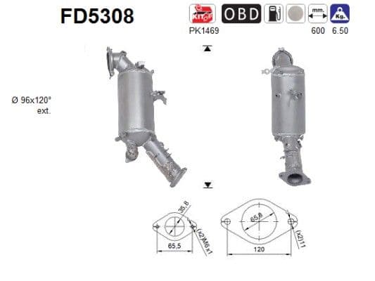 Filtru funingine/particule, sist.de esapament AS FD5308