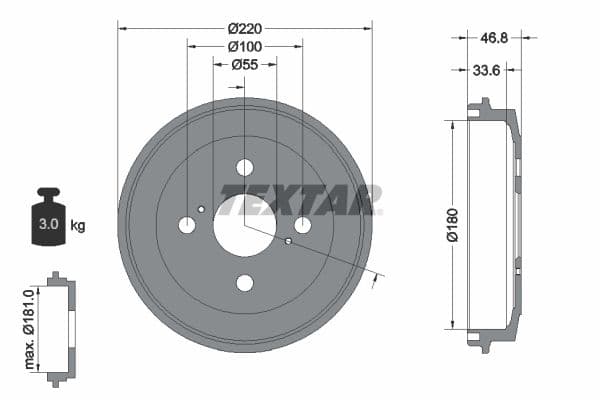 Tambur frana TEXTAR 94036400