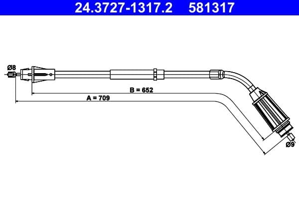 Cablu, frana de parcare ATE 24.3727-1317.2