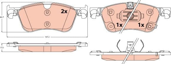 set placute frana,frana disc TRW GDB2545