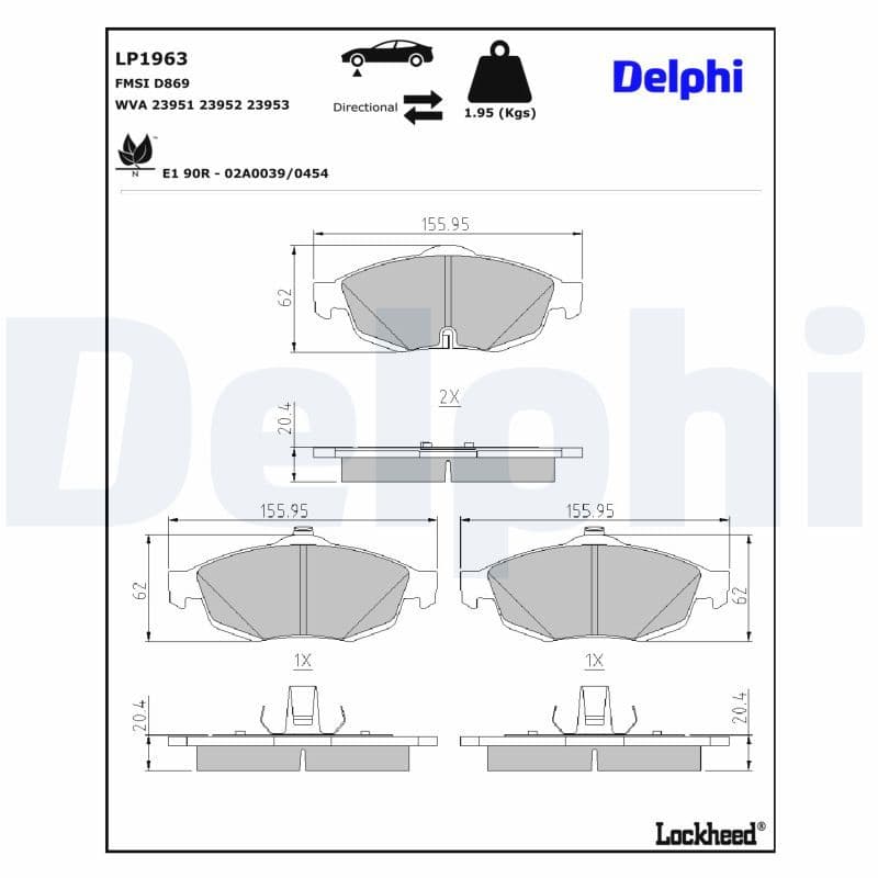 set placute frana,frana disc DELPHI LP1963