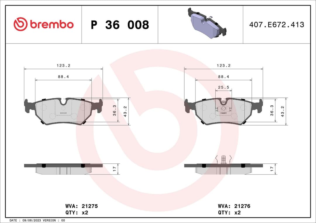 set placute frana,frana disc BREMBO P 36 008