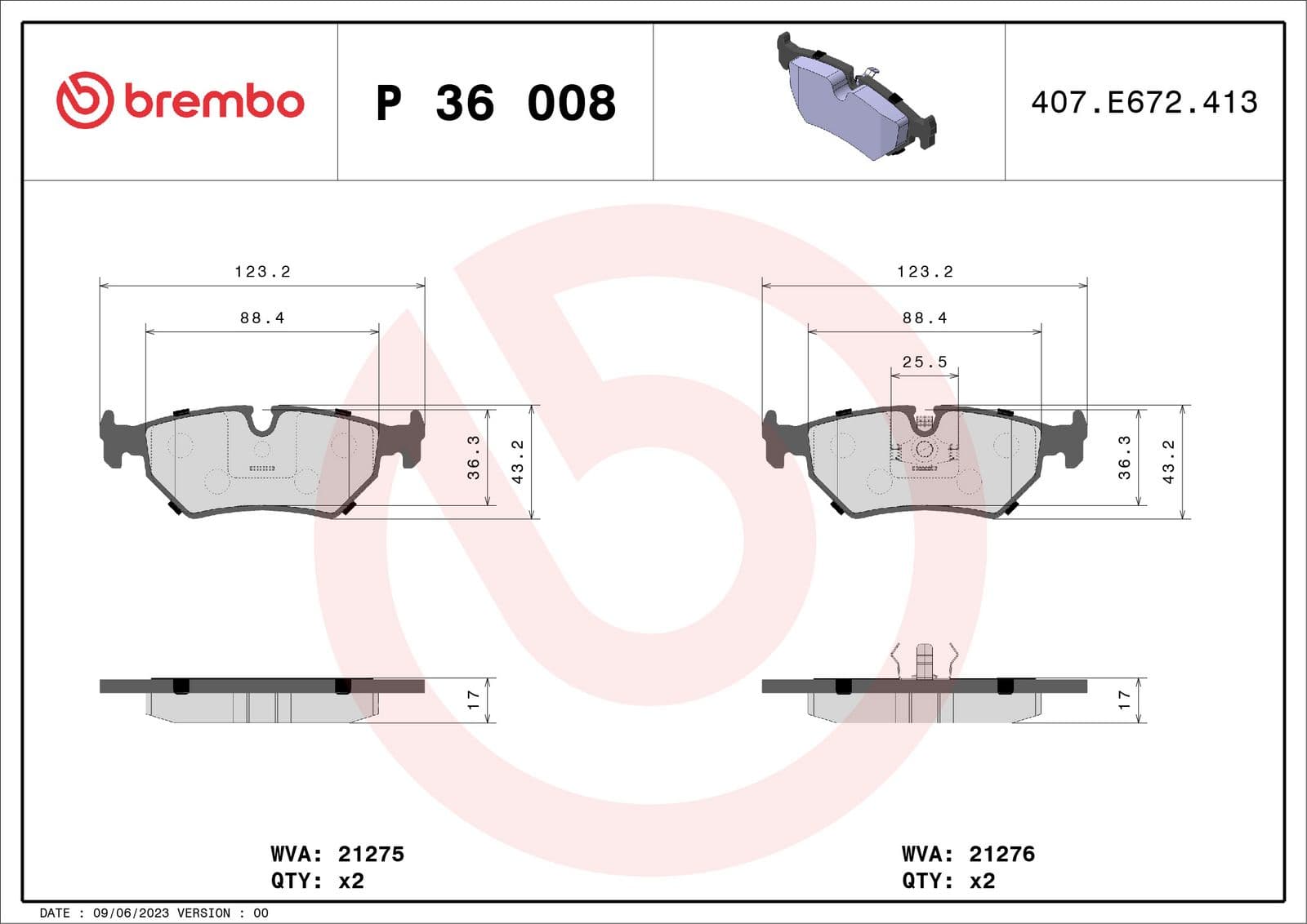 set placute frana,frana disc BREMBO P 36 008