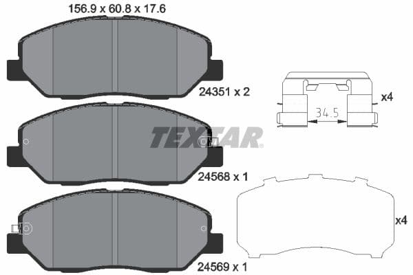 set placute frana,frana disc TEXTAR 2435101