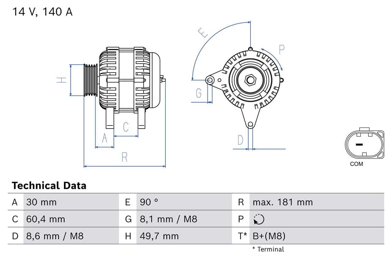 Generator / Alternator BOSCH 0 986 086 090