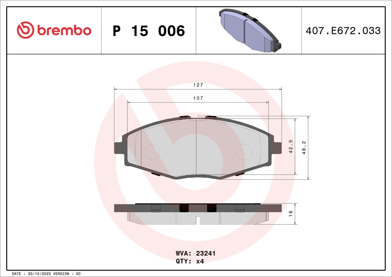 set placute frana,frana disc BREMBO PRIME LINE P 15 006