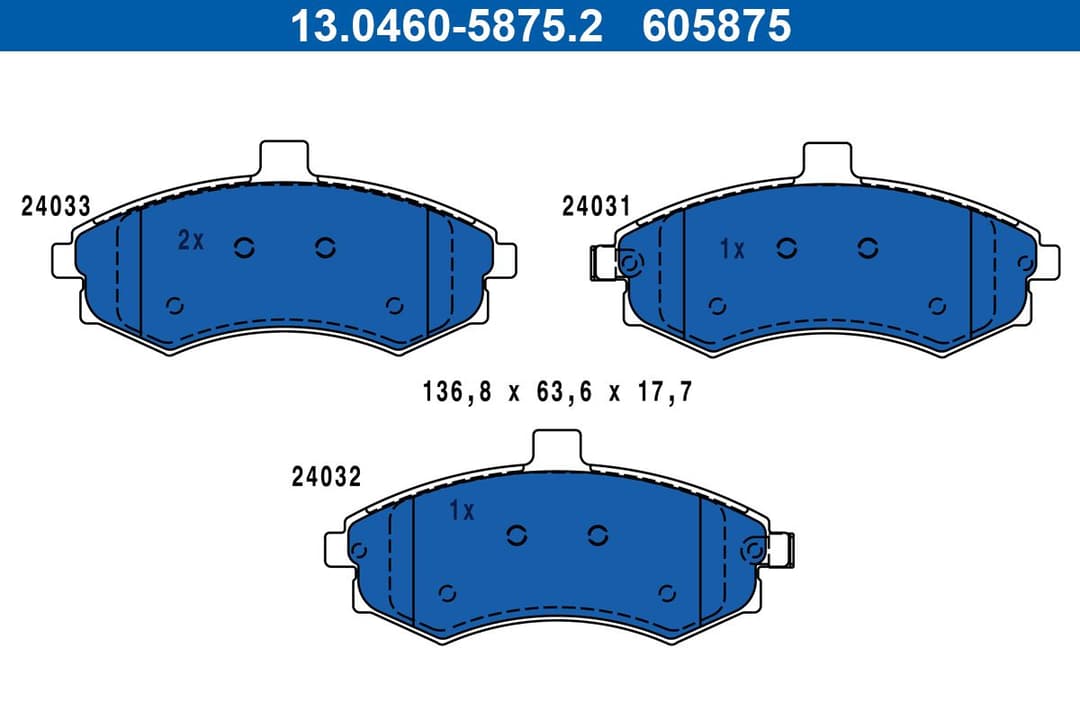 set placute frana,frana disc ATE 13.0460-5875.2